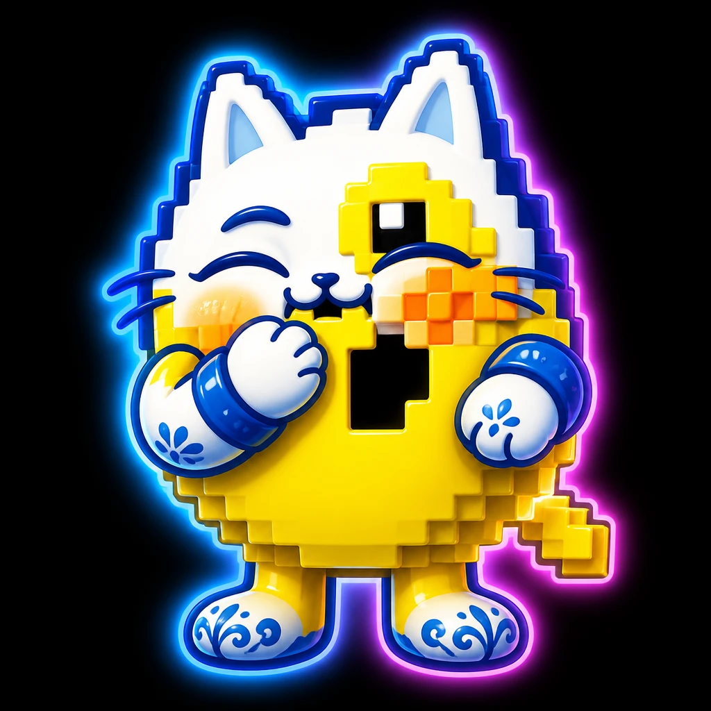 Гжельский Пиксельный Кот — брейнрот MAX
